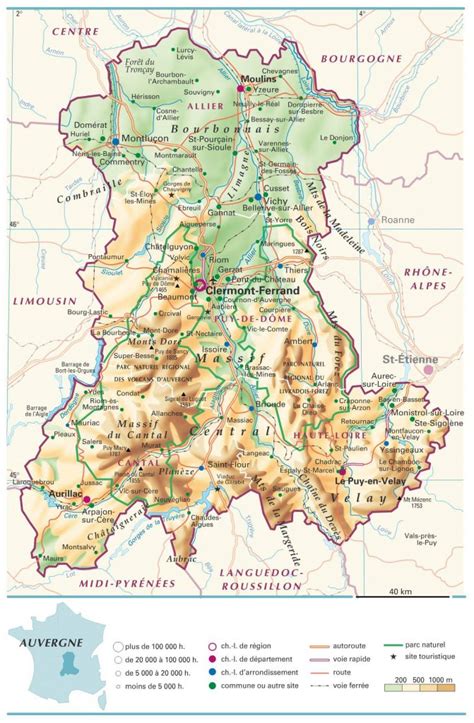 Carte De L Auvergne Plusieurs Cartes De La R Gion Du Centre De La France