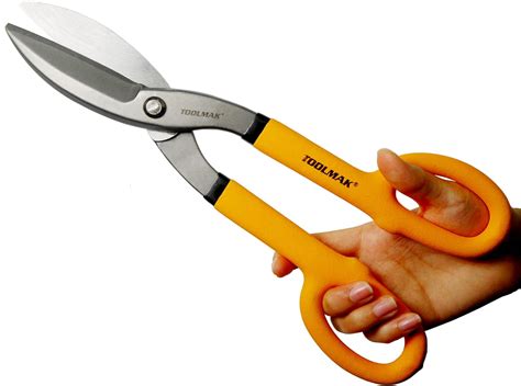 TOOLMAK Tin Snips 12 Inch Straight Pattern Tinners Snips With Comfort