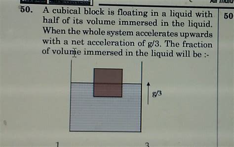 A Cubical Block Is Floating In A Liquid With Half Of Its Volume