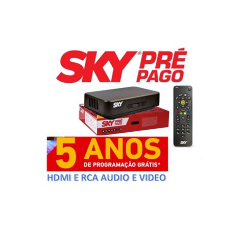 Receptor Sky Pre Pago Conforto 5 Anos Entrada Hdmi E Rca