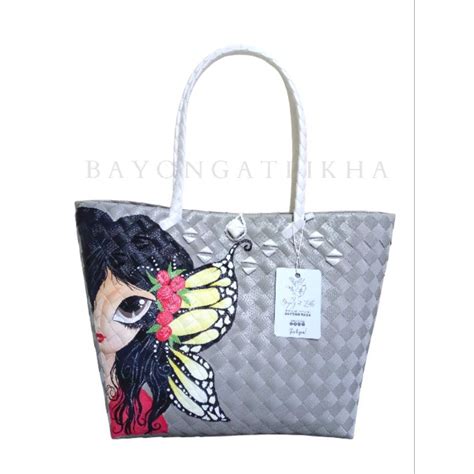 Hand Painted Bayong Bagslady Painted Bayong Bag Shopee Philippines