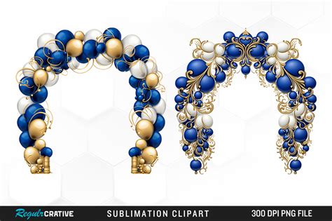 Royal Blue And Gold Balloon Arch Clipart Graphic By Regulrcrative