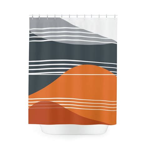 Retro Shower Curtain Mid Century Modern Shower Curtain Abstract Orange