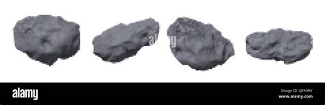 Stone Asteroids Realistic Vector Illustration Meteor Or Space Boulder