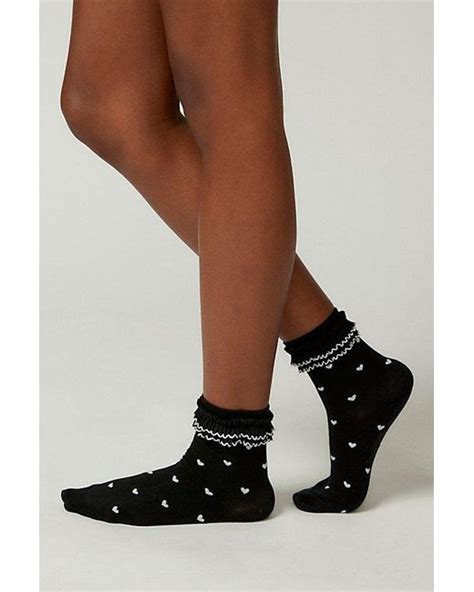 Urban Outfitters Heart Ruffle Crew Sock In Natural Lyst