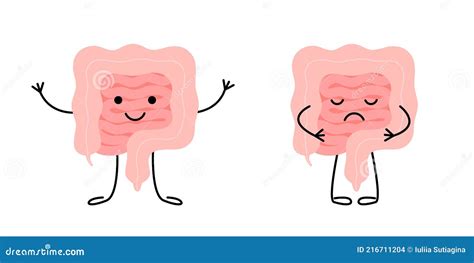 Buon Intestino Felice Con Buona Microflora E Malsani Caratteri Visivi