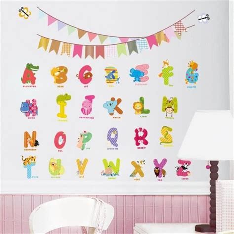 Hy Autocollant Mural Alphabet Anglais Amovible Pvc Imperm Able Mur