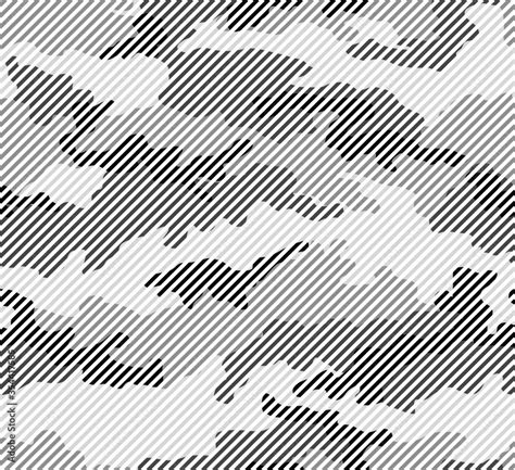 Urban Camouflage Seamless Pattern Halftone Line Texture Black Gray