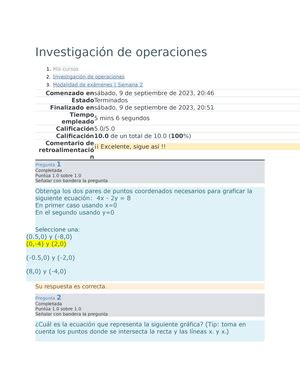 Investigación de operaciones Modalidad de exámenes Semana 6