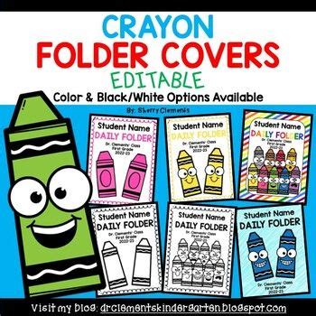 Editable Take Home Folder Cover Crayons Back To School Supplies