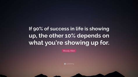 Woody Allen Quote: “If 90% of success in life is showing up, the other