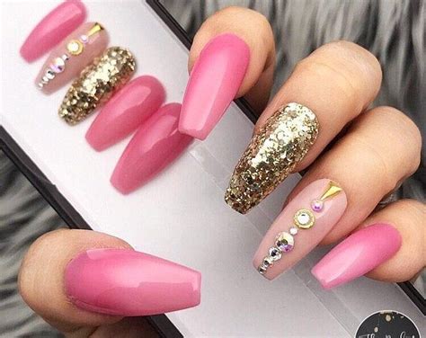 Pretty Acrylic Nails Matty Nude Pink Crystal Glossy Press On Nails