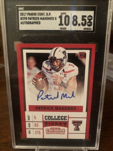 Panini Contenders Dp Patrick Mahomes Rc Auto Graded Nm