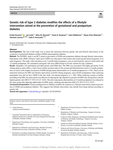 Pdf Genetic Risk Of Type 2 Diabetes Modifies The Effects Of A