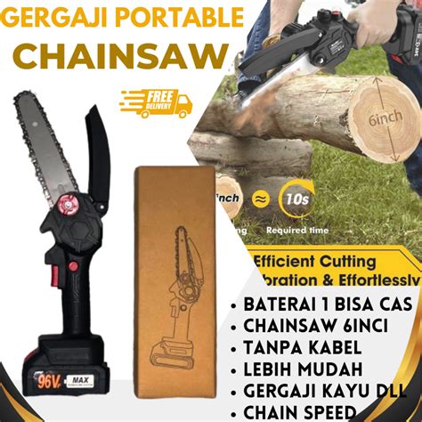 Jual Gergaji Listrik Mini Chainsaw Listrik Tanpa Kabel Gergaji Listrik