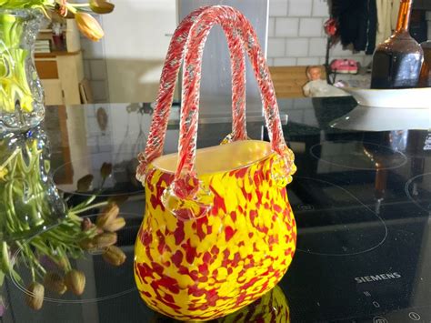 MURANO VINTAGE VASE IN TASCHENFORM TOP Kaufen Auf Ricardo