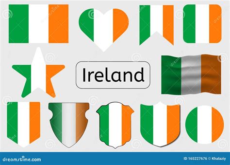 Irish Flag Icon Ireland Country Flag Vector Illustration Stock Vector