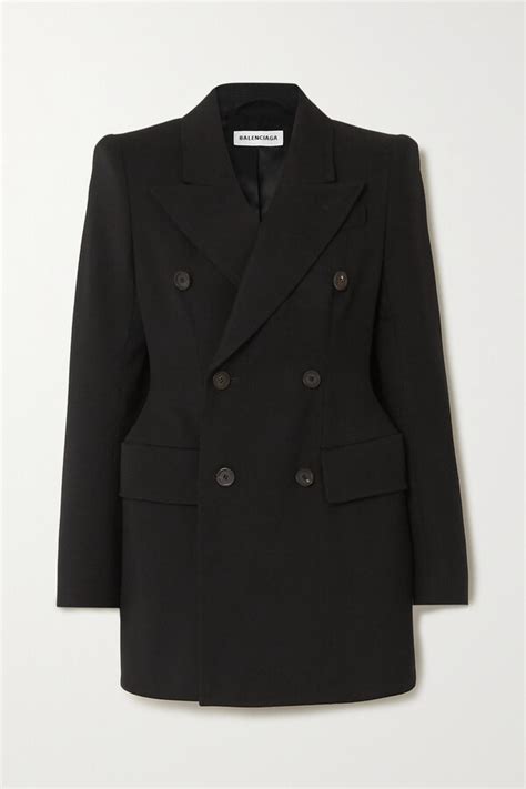 Balenciaga Hourglass Double Breasted Wool Twill Blazer Black Shopstyle