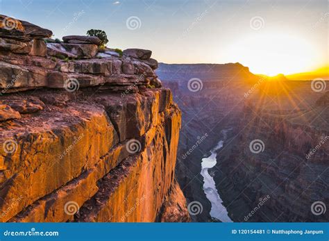 Scenic View Of Toroweap Overlook At Sunrise In North Rim Grand Stock