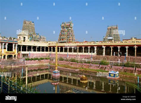 View Of Theppakulam Sri Meenakshi Temple Madurai Tamil Nadu South India