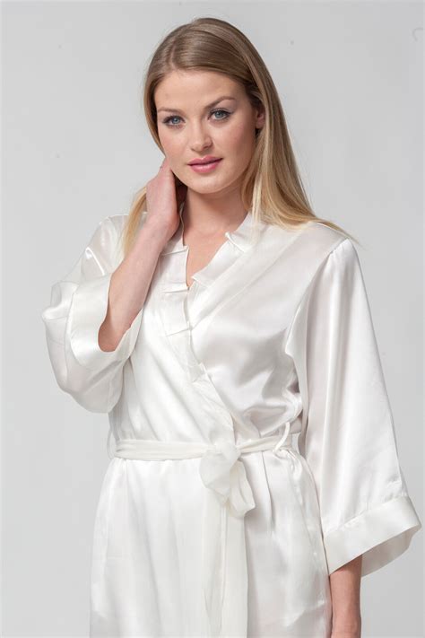 Womens Wedding Bridal Short White Robe Royal Festival Silk