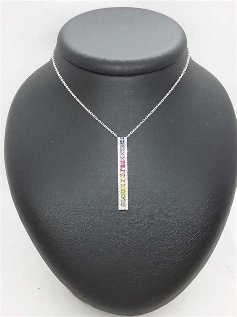 Collier Pendentif Saphirs Arc En Ciel Pernet Joaillier Bijouterie