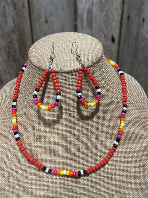 Western Seed Bead Necklace And Earring Set Etsy