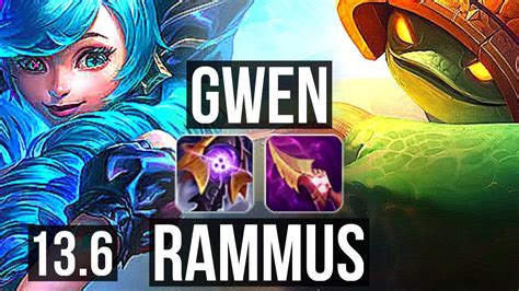 Gwen Vs Rammus Jng Rank 5 Gwen 5 2 6 Tr Grandmaster 13 6 Youtube