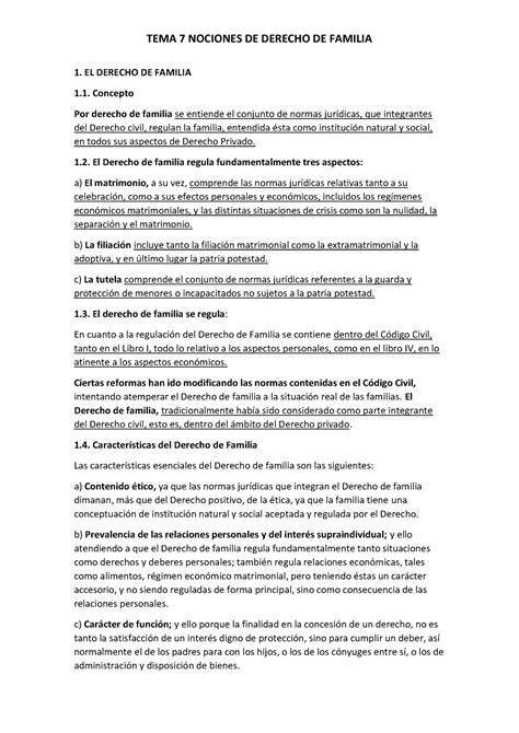 Introducci N Al Derecho Patrimonial Tema El Derecho De Familia