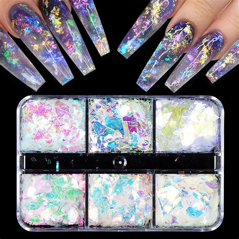 Holographic Iridescent Glitter Nail Art Sequins D Irregular Ultra