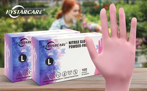 Amazon HYSTARCARE Pink Disposable Gloves Large Pink Nitrile