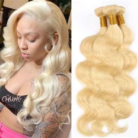 Peruvian Virgin Human Hairs Extensions Blonde Body Wave Deep Curly 3 Bundle Double Wefts Hair