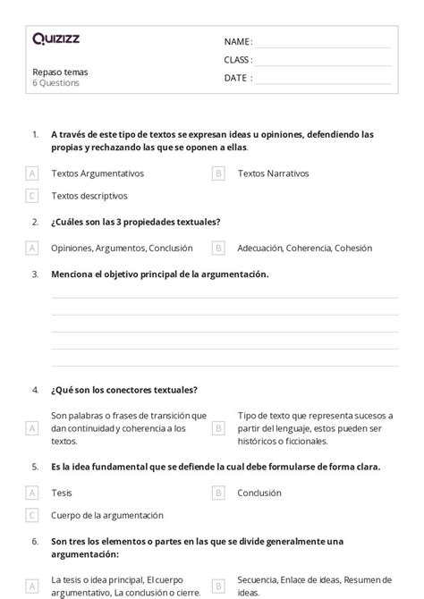 Temas Hojas De Trabajo Para Grado En Quizizz Gratis E Imprimible