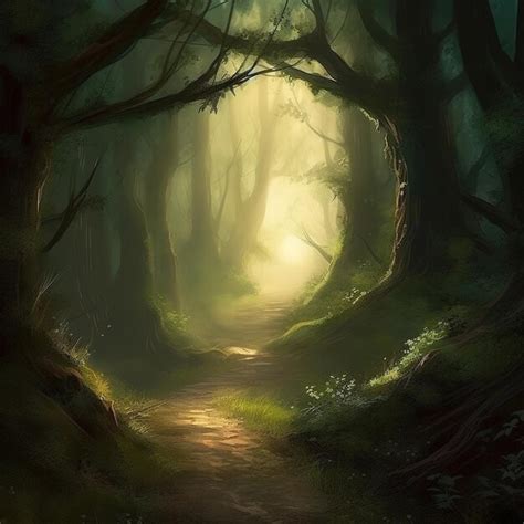 Premium Photo | Fantasy large dark forest illustration