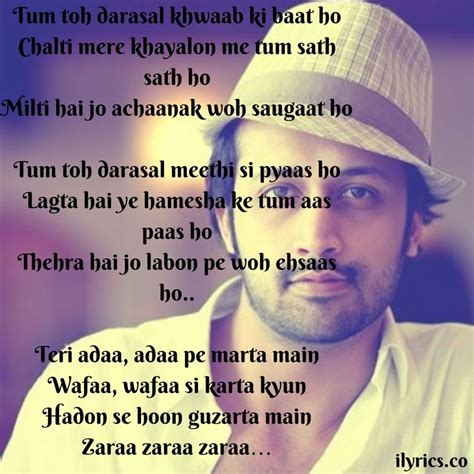 Darsal Lyrics From Raabta By Atif Aslam - Love Song Lyrics Quotes ...