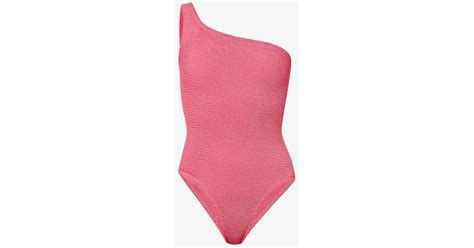 Hunza G Nancy One Shouldered Swimsuit In Pink Lyst