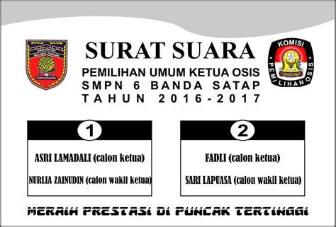 Contoh Surat Suara Pemilihan Ketua Osis