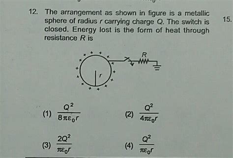 The Arrangement As Shown In Figure Is A Metallic Sphere Of