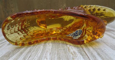 Vintage Hobnail Amber Glass Fenton Art Glass Slipper Shoe With Etsy