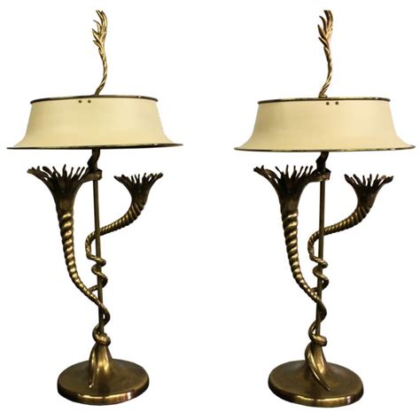 1stdibs Pair Of 1990 S Brass Chapman Lamps With Painted Brass Tole Shade Explore Items From