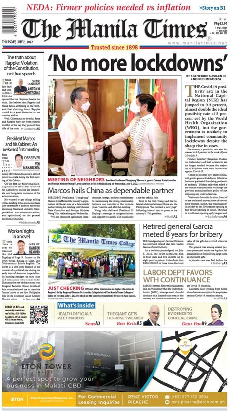 The Manila Times Frontpage July 07 2022