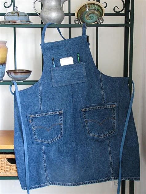 Denim Apron Upcycled Denim Apron Craft Apron Garden Etsy Denim