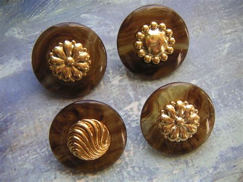 Vintage Faux Tortoise Shell Buttons With A Decorative Gold