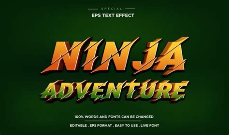 Effet De Texte D Aventure Ninja D Modifiable Vecteur Premium