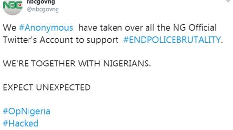 Twitter Hackers Anonymous Wey Support Endsars Claim Hacking All Nigeria Goment Official