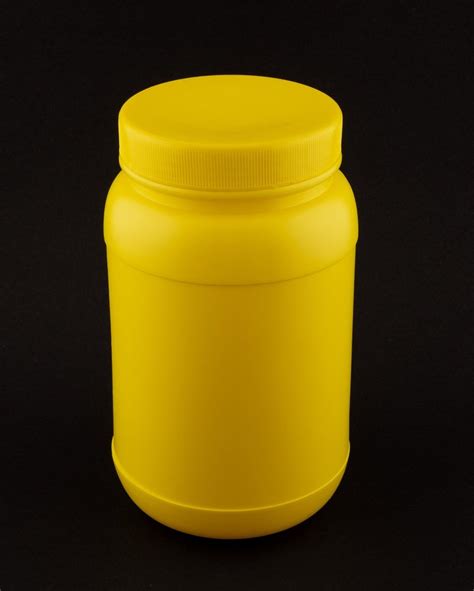 Yellow Round HDPE Protein Powder Container Capacity 200g Size 45 X