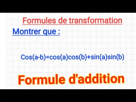 Formule d addition Démonstration Trigonométrie formules de