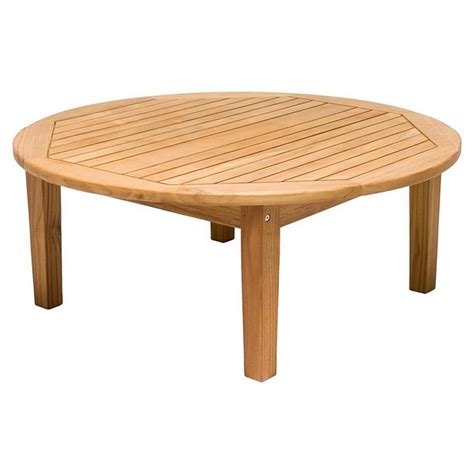 Ammi Coastal Beach Natural Teak Wood Outdoor Round Coffee Table