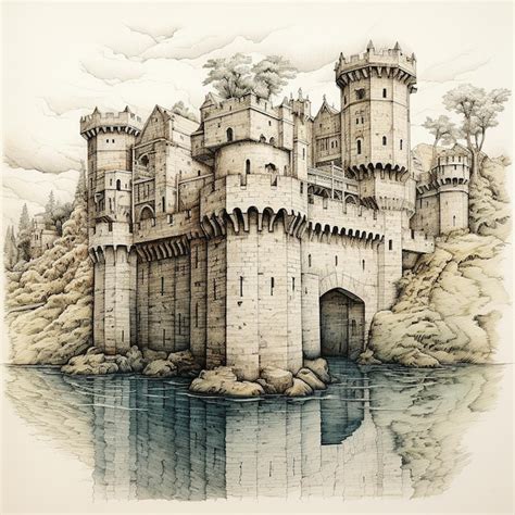 Premium AI Image | castle watercolor