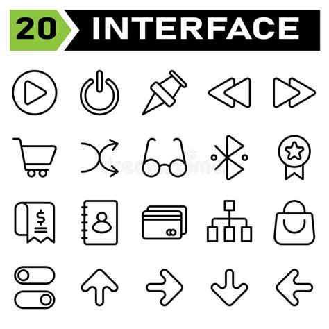 User Interface Icon Set Include Play Button Circle Start Interface Power Power On Power